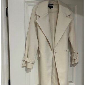 New, worn once white/cream belted Peacoat